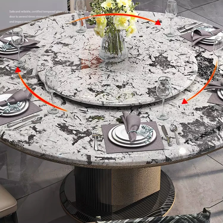 Round Classic Dining Table Luxury Natural Marble rotate Dinning Table Round Dining Table