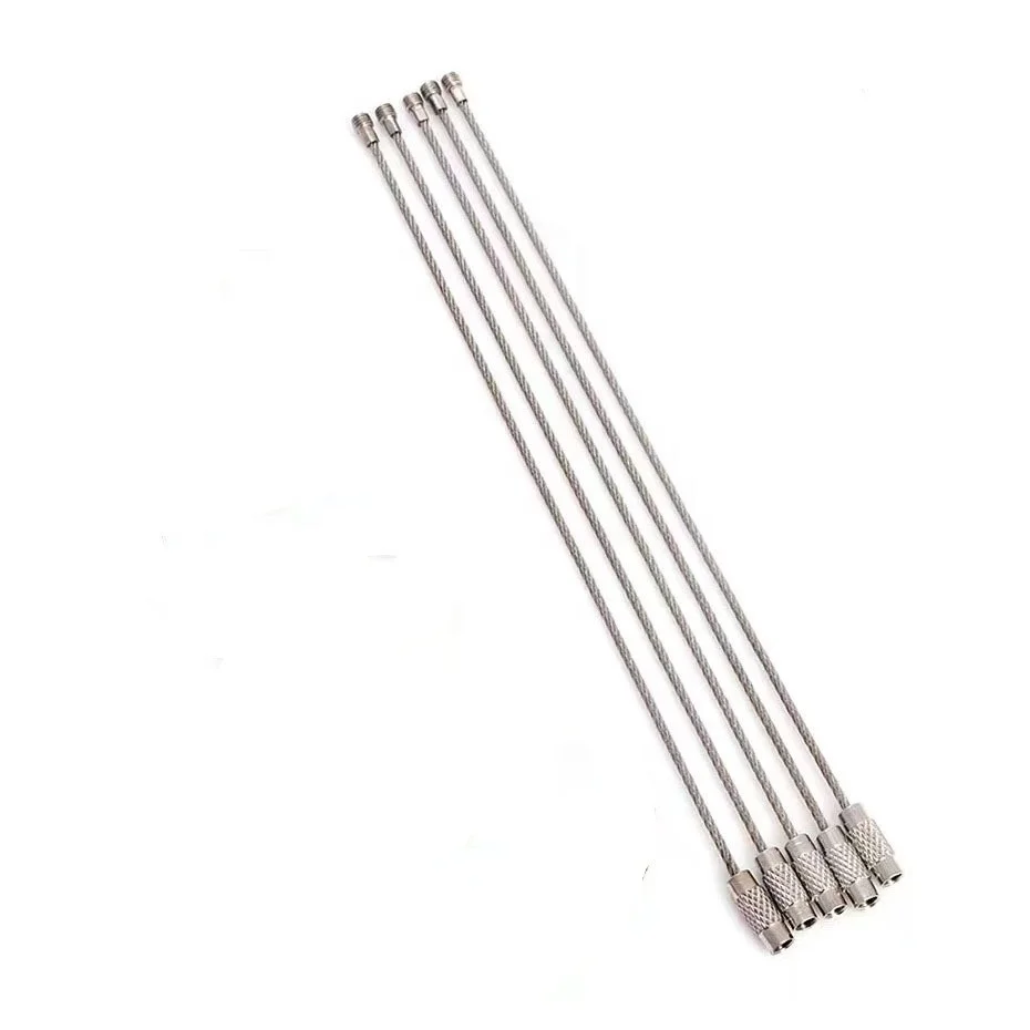 High Quality Stainless Steel Wire Rope Ring Screw Lock Clamp Stainless Steel Key Rings Cable Wire Loop For Luggage Tag
