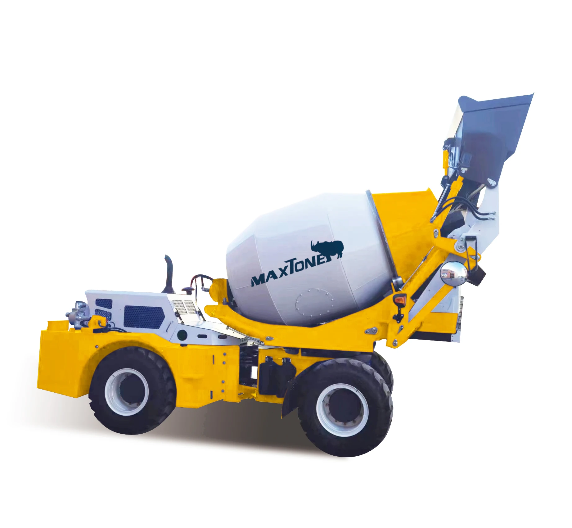 97KW Mixing Power 2 cbm 2.6 cbm 3cbm Hydraulic Articulated Steering 4 wheel Drive concrete mixer