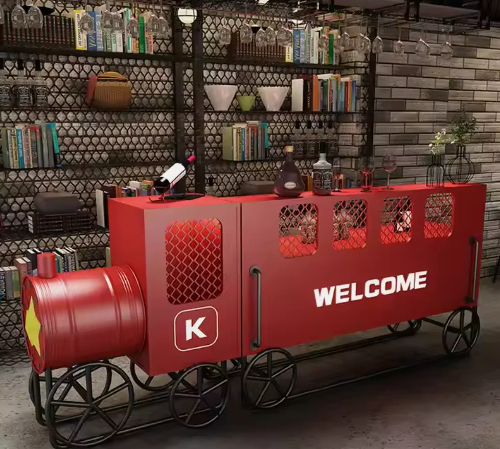 Customized Locomotive Industrial Style Creative Bar Cashier Restaurant Front Desk Counter Vintage Bar Desk