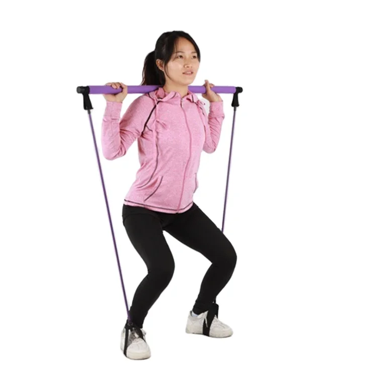 
wholesale Adjustable Portable Yoga Indoor Exercise Stick Rope Pilates Resistance Bar 