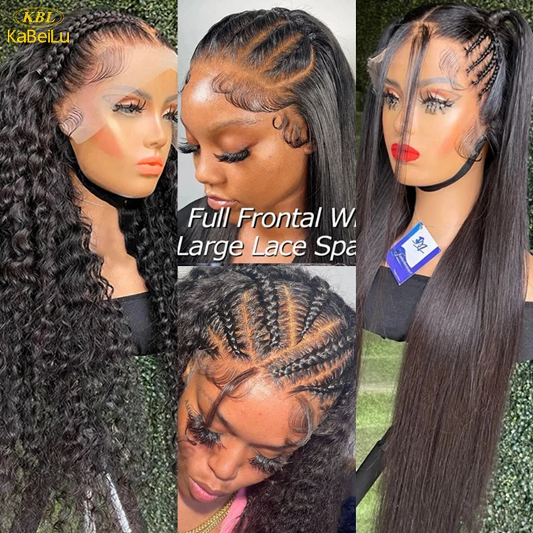 Natural Curly Human Hair Full Lace Wigs Virgin Brazilian Human Hiar Wigs  Wholesale 360 Lace Frontal Wigs With Baby Hair