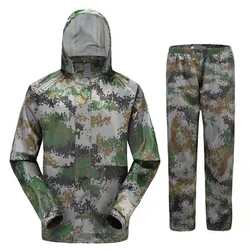 Factory direct reusable adult split camouflage rainproof raincoat