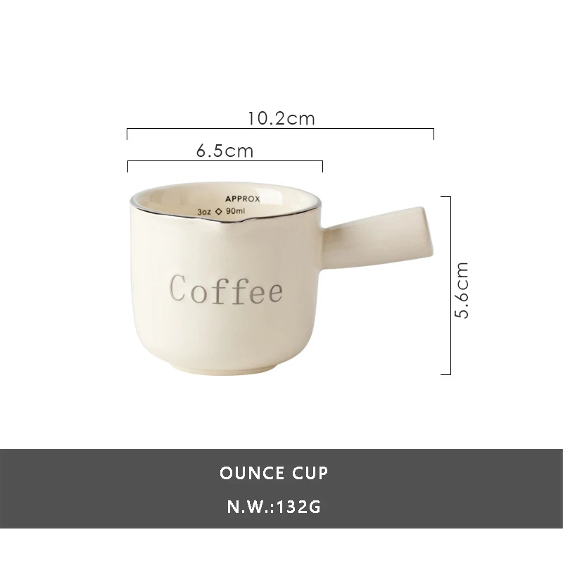 High-end Exquisite Ceramic Coffee Measuring Cup with Scale Extract Mug Small Milk Cup High Appearance Level Espresso Cup