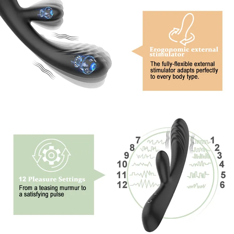 12 frequency vibration of the two motors magnetic suction charging  dual  head factory price sex toys  women female vibrator