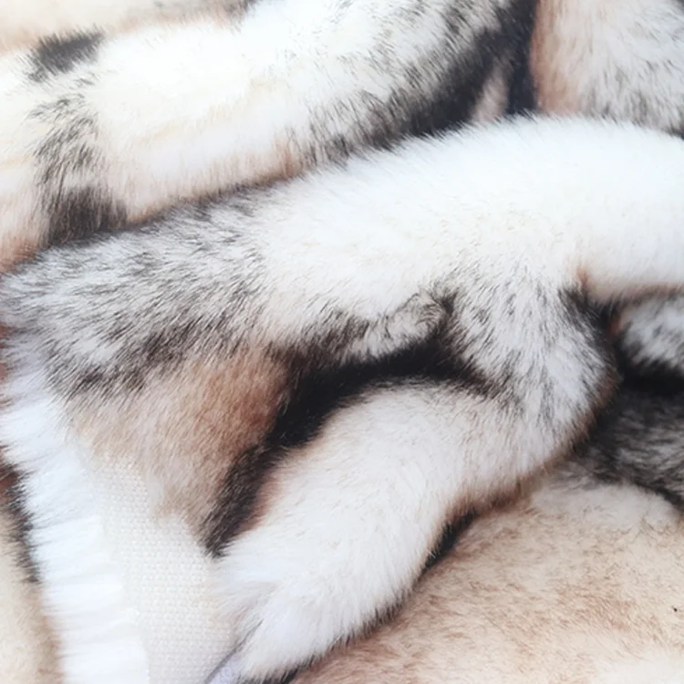 Factory directly 100%  high quality soft printed faux rabbit fur fabric