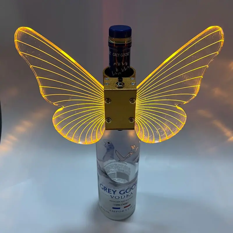 Factory price rechargeable butterfly angel wings champagne holder bottle presenter for nightclub bar