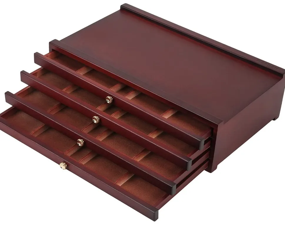 MEEDEN 4-drawer Wood Artist Supply Storage Box, Portable Beechwood Multifunctional Pencil Brush Organizer  Wood Box with Drawer