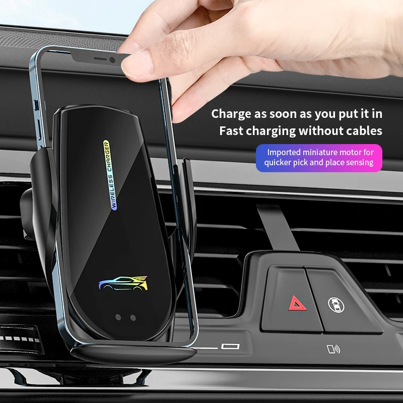 2022 New 15W Qi Fast Automatic Mount Car Wireless Charger Universal Smart Sensor Phone Charger Holder