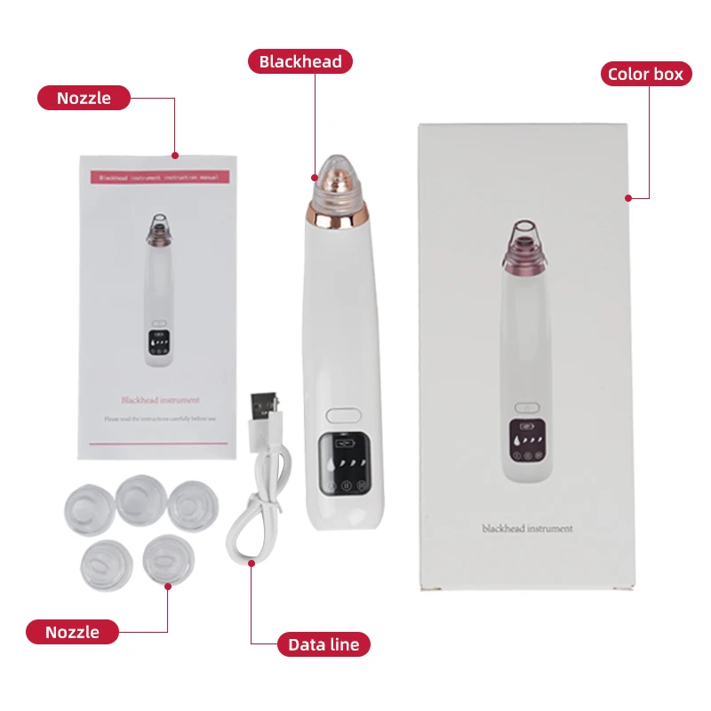 5 Head Pore Cleanser Vacuum Electric Suction Facial Comedo Acne Remover Extractor Tool Kit Blackhead Remover Vacuum