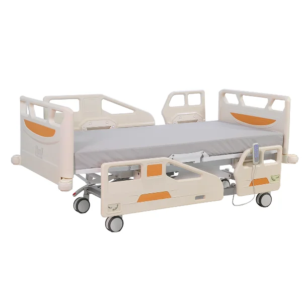 Electric hospital bed Six-function adjustable medical ICU bed with bumper anti-collision wheels Central locking system