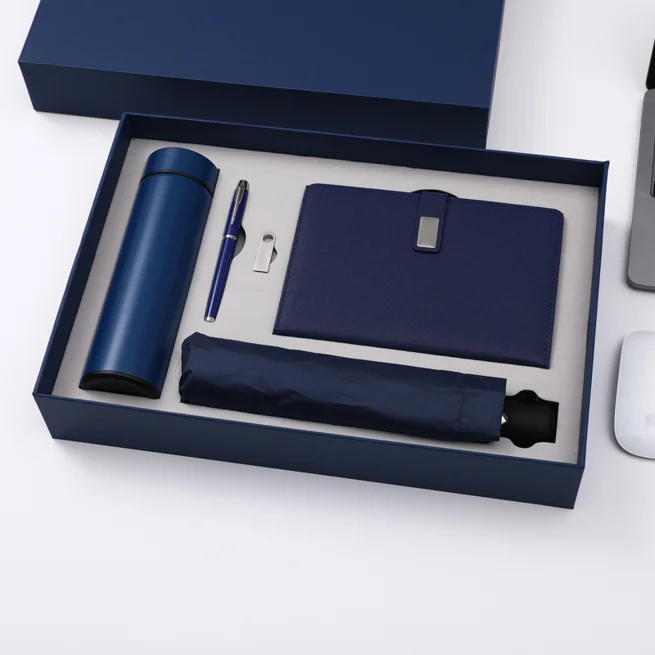 In Stock Notebook Gift Set Umbrella Wholesale Notebook Set Customized Logo High-End With 16G USB 500ML Water Bottle