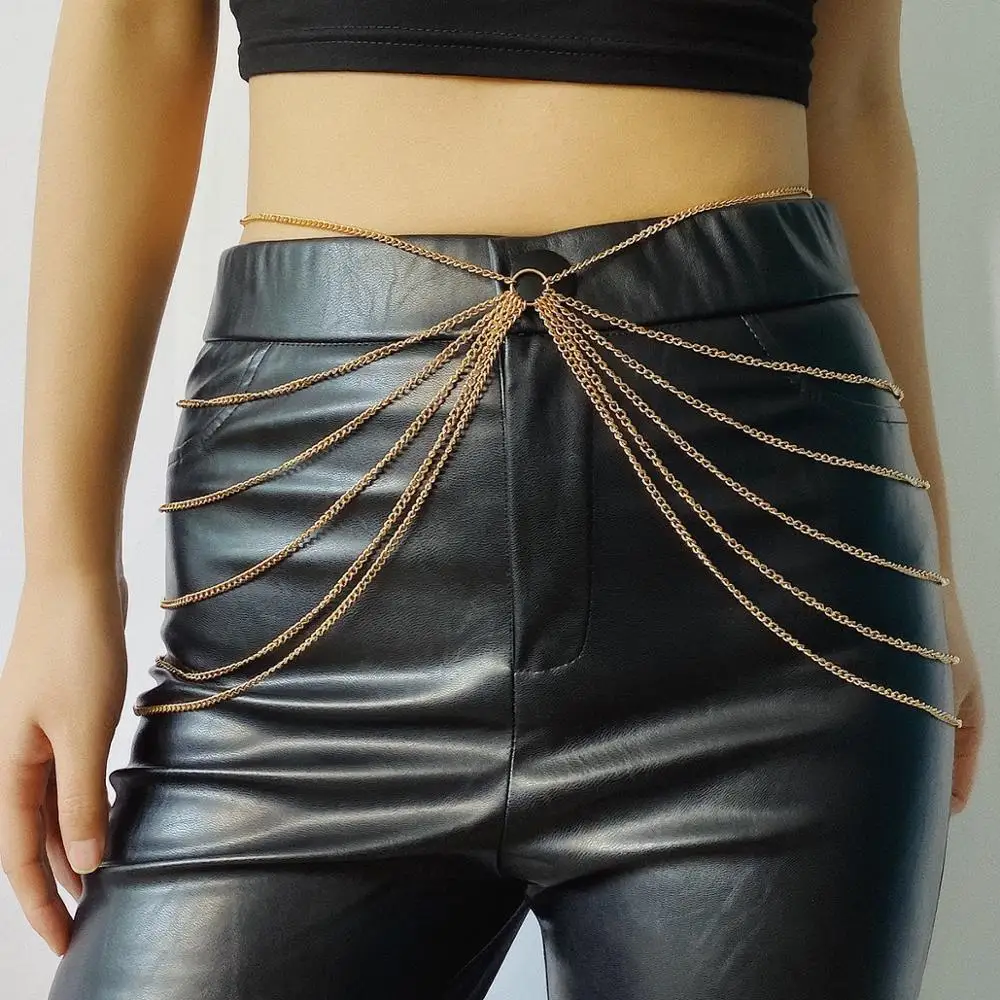  Fahion sexy geometric tassel multi-layer chain u-shaped symmetrical waist women