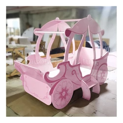 Factory Customize New Design Pink Princess Bed Solid Wood Kid Bedroom Furniture Set Kids Castle Bed