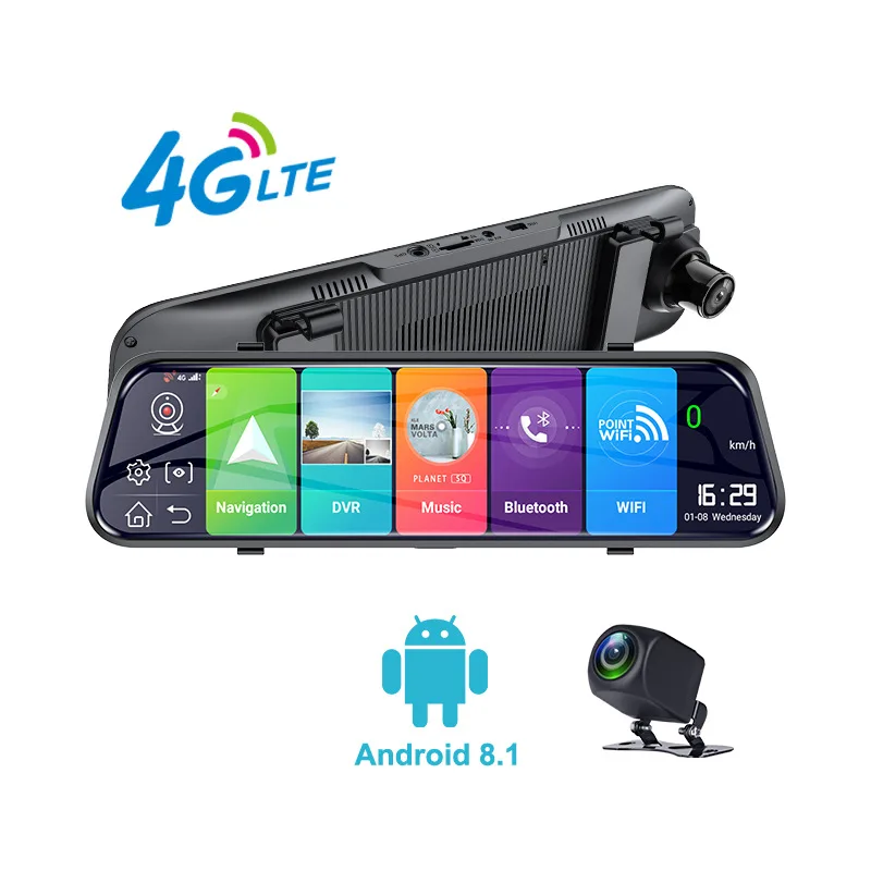 4G mirror dash cam rear view mirror mount HD 1080P recorder  dual channel dash mirror recording with rear view camera car dvr