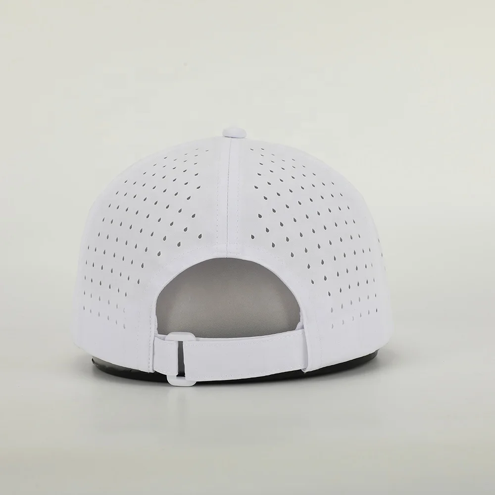 Wholesale Custom Rubber Patch  Logo 5 Panel Dad Hat High Quality Polyester Golf Gorras,Laser Cut Hole Rope Sport Baseball Cap