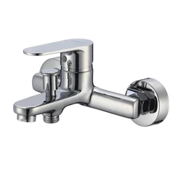 OEM Manufacturer Supply Lavatory Chrome Geometric Brass Faucet Wall Mounted Bath Sanitary Bathroom Bath&Shower Mixer