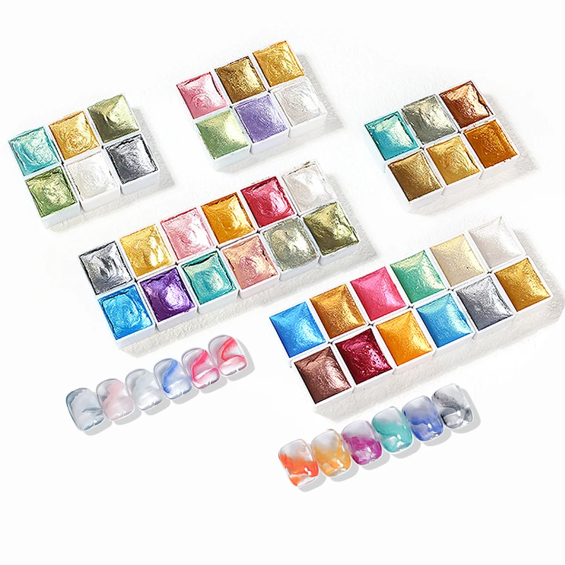 Акварельная краска градиентный мраморный эффект мерцающий неоновый пигментный порошок Набор полимерных порошков для