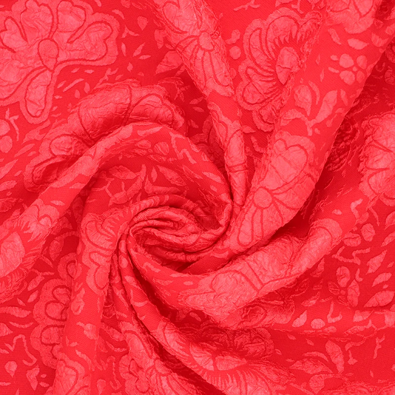 Knit Polyester Custom Floral Design Three-dimensional Emboss Brocade Jacquard Fabrics For Lady Dress Hot Sale In Thailand Market