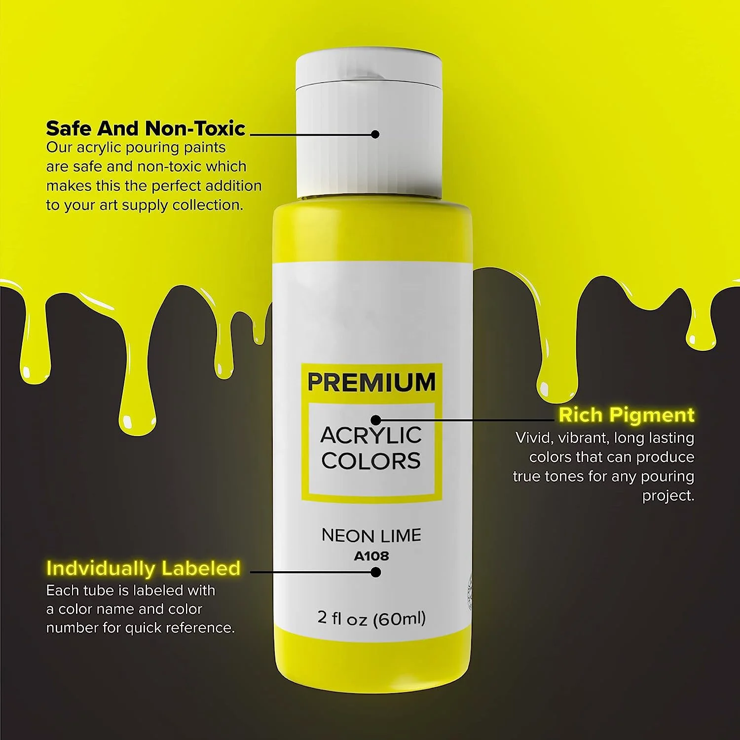 12 color bottles acrylic pouring painting glow in the dark acrylic paint professional neon acrylic paint