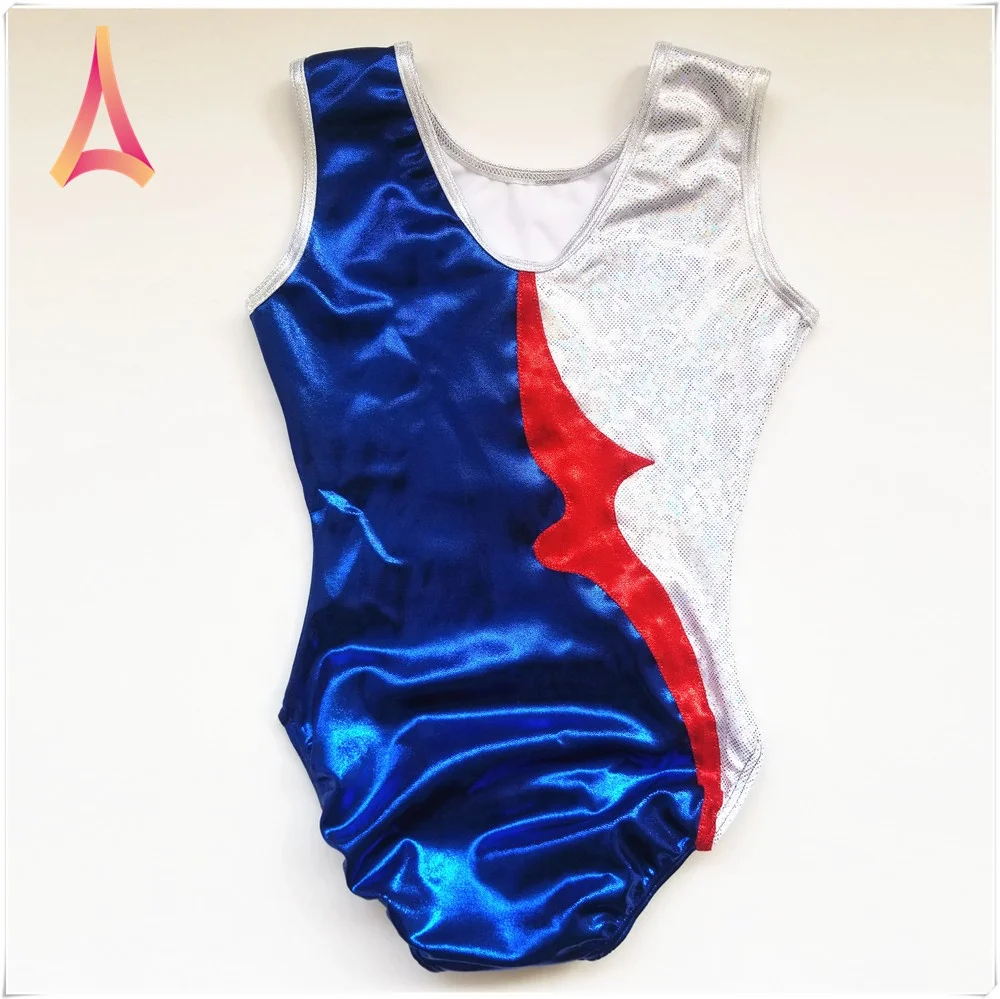 Two-tone Spandex Foil gymnastics team leotard for training leotard adult