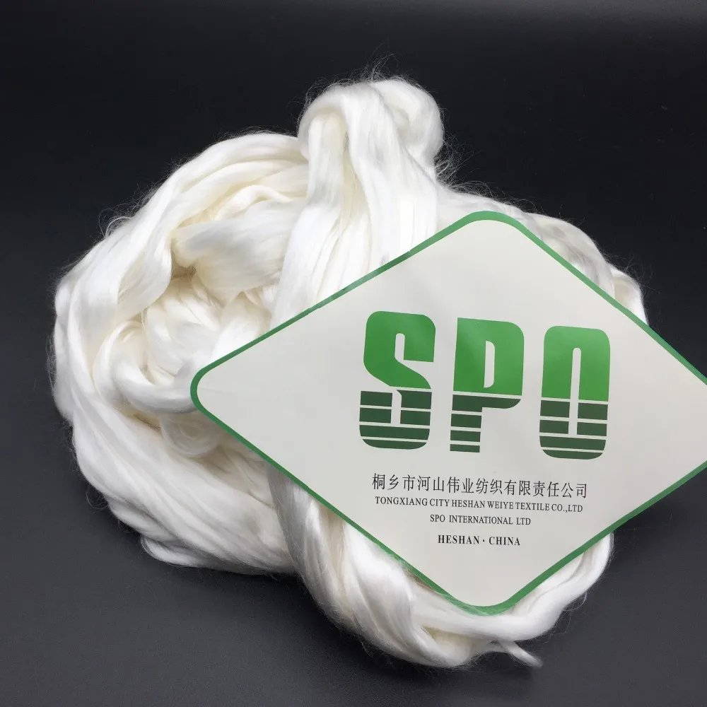 China 100% wholesale silk fiber ,muga silk fiber with silkworm cocoon, silk noil fiber from mulberry silk of the fourth step