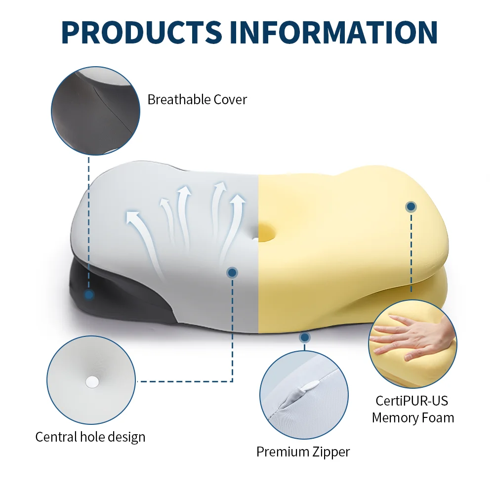ergonomics orthopedic side sleeping pillow cervical stomach sleeping pillow memory foam and removable pillowcase