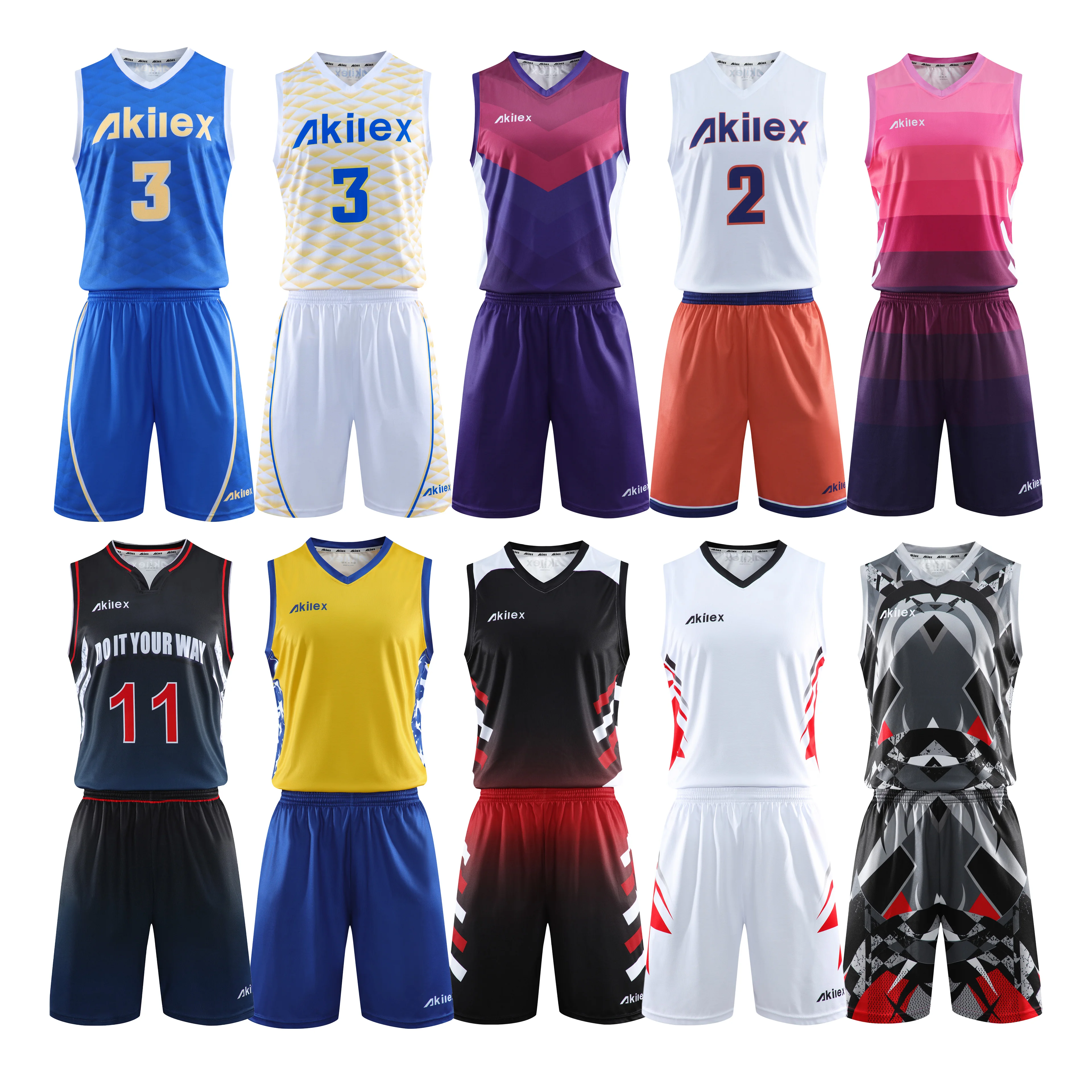 Custom your own team basketball uniforms reversible basketball jersey set
