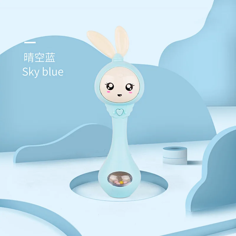 New sand hammer electric light music hand shake rhythm stick silicone teether bite baby toys rattle