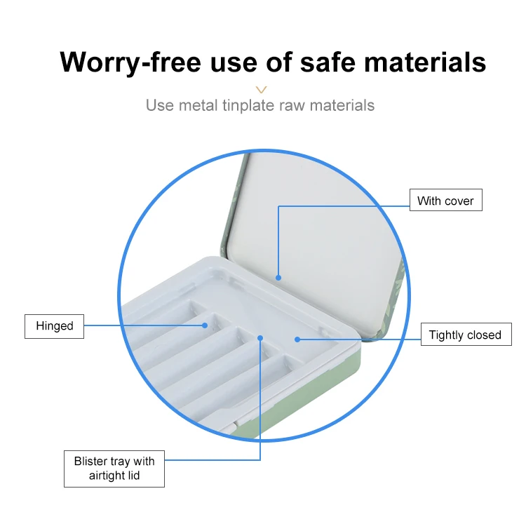High Quality 118X89x17mm Hinge Way Food Safe Guarantee Hinge Way Cp Certified Food Safe Guarantee Cigar Child Resistant Tin Box