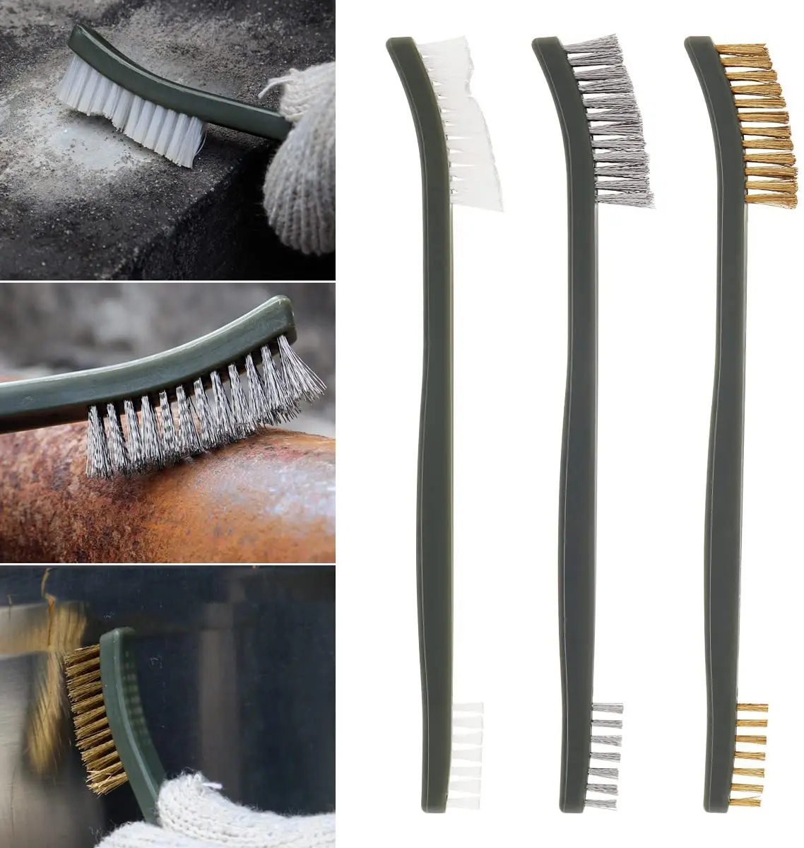 Ur Лось 3 шт мини латунный провод комплект металла с выделкой под ржавчину в набор чистящих средств для ухода за нейлоновая щетка