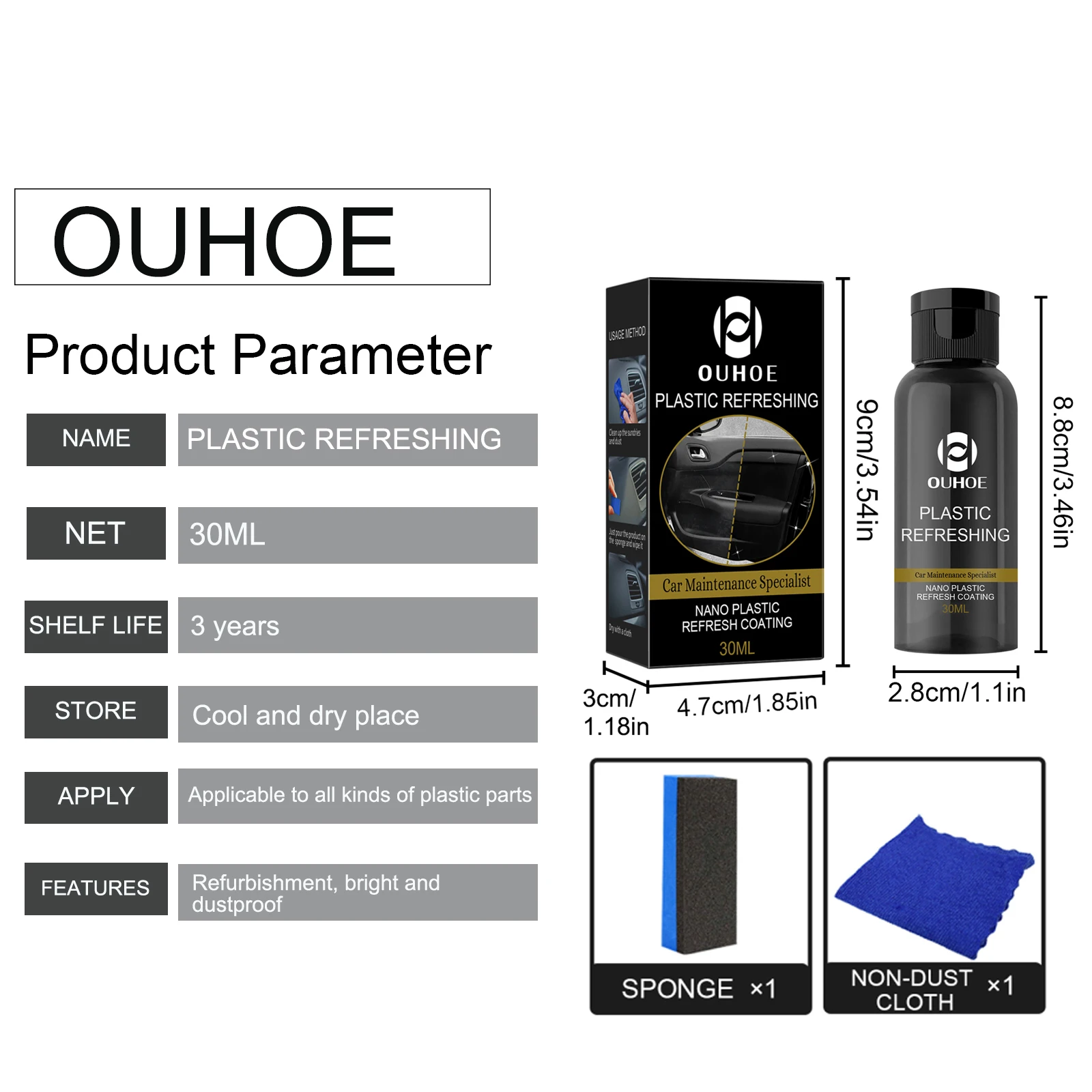 Car Specialist Nano Plastic Refresh Coating Refurbish Agent Cleaning Products Restorer Cleaner