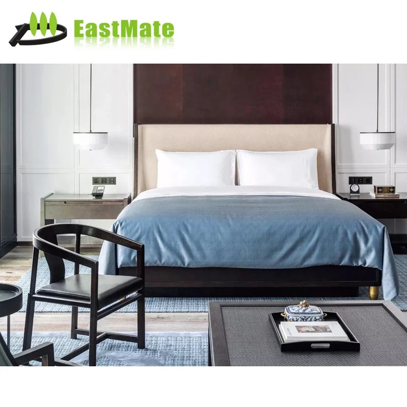 5-Star Modern Solid Wood Bedroom Set for Hotels and Guest Houses Luxury Foshan Manufacture for Living Room and Apartment