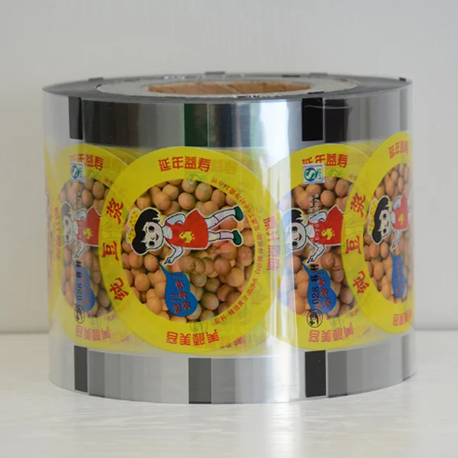 Customized Disposable PP Plastic Cup with Easy Tear Lid Boba Tea Yogurt Lid Film Roll for Food Cup Sealing Film