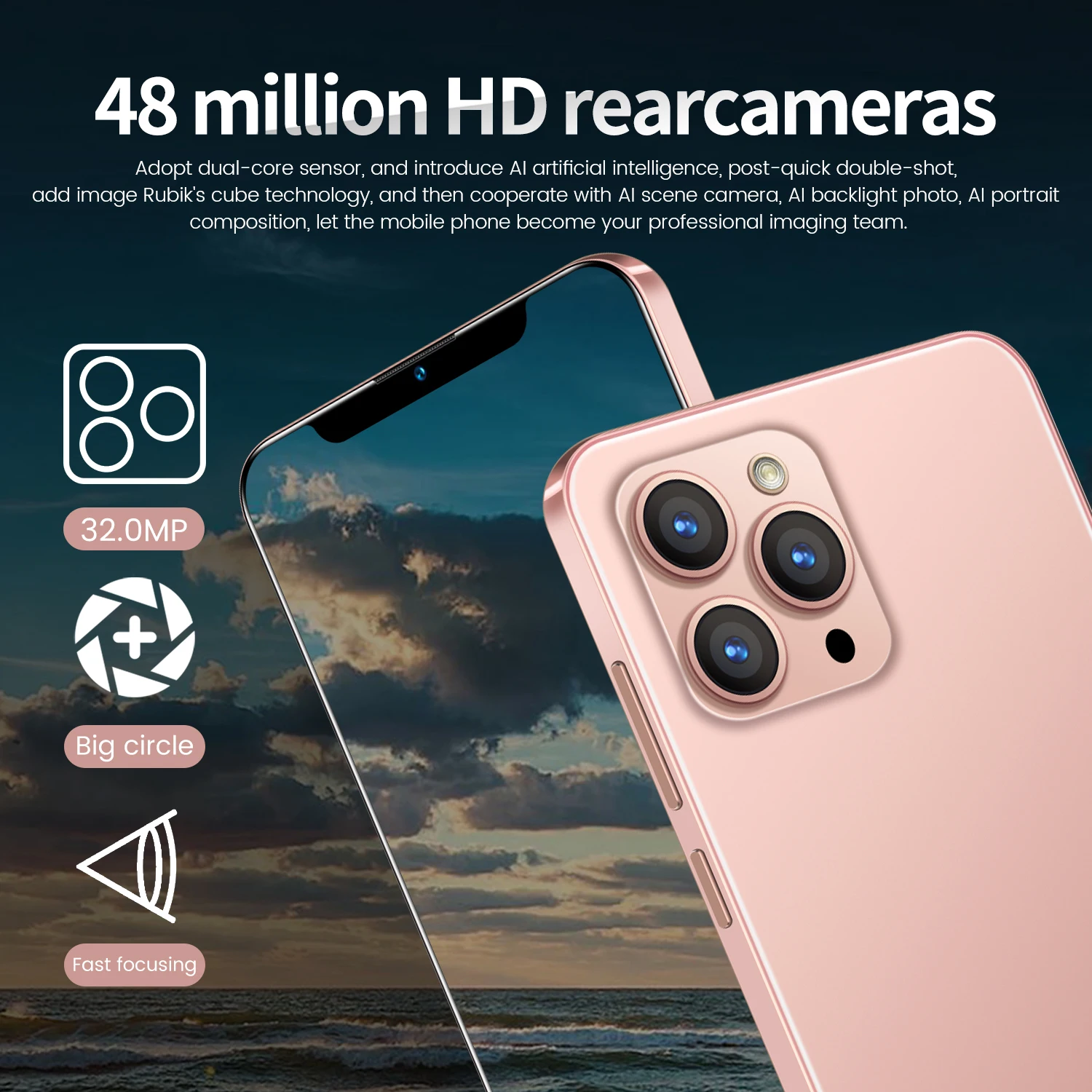 Hot selling cheap 6.3 inch i12 Pro max Android 3 sim card smartphone