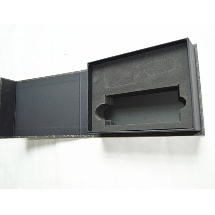 Magnetic Black Printing CMYK UV Coating  Logo Book Shape Zippo Paper Gift Box With Removable EVA Insert