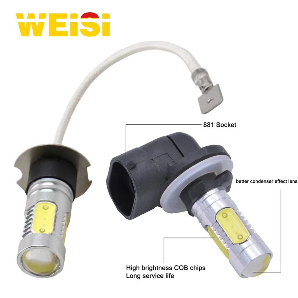 Led fog light bulbs H3 H1 881 880 COB 7.5W 12V 6000k Automobile DRL Daytime Running Lights Fog Lamps 881 880 H3 H1