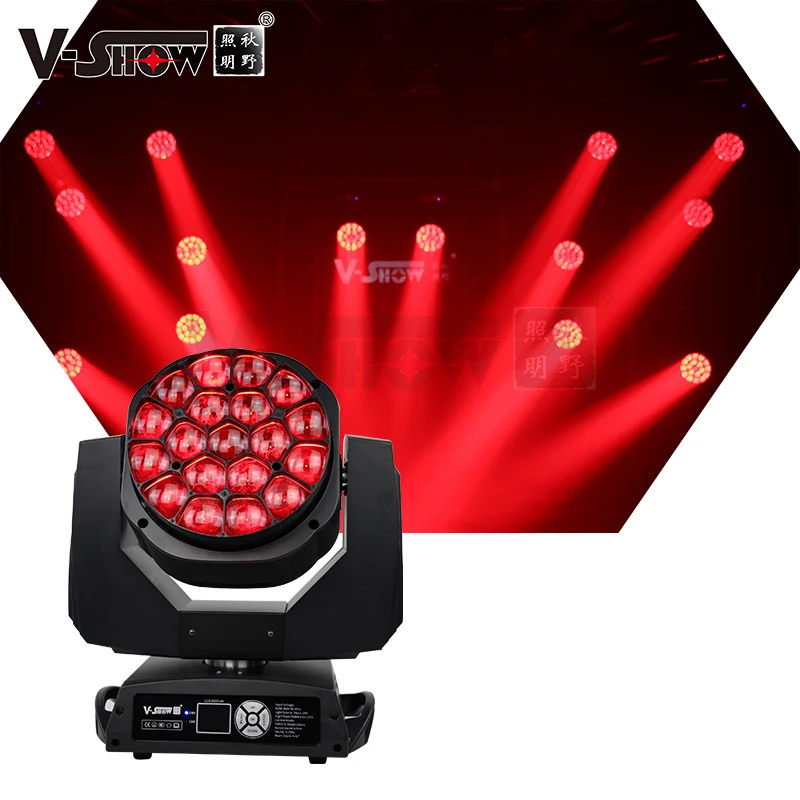 V-Show 1pc 19 * 15W LED RGBW Beam Wash Zoom Big Bee Eye Moving Head Lights