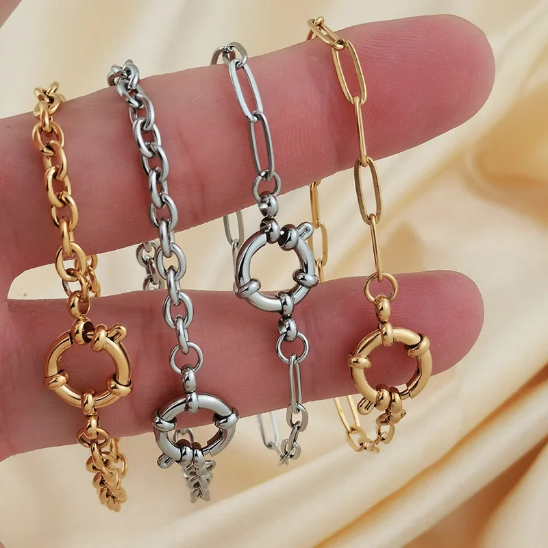 Non tarnish stainless steel gold plated paper clip chain bracelet for women
