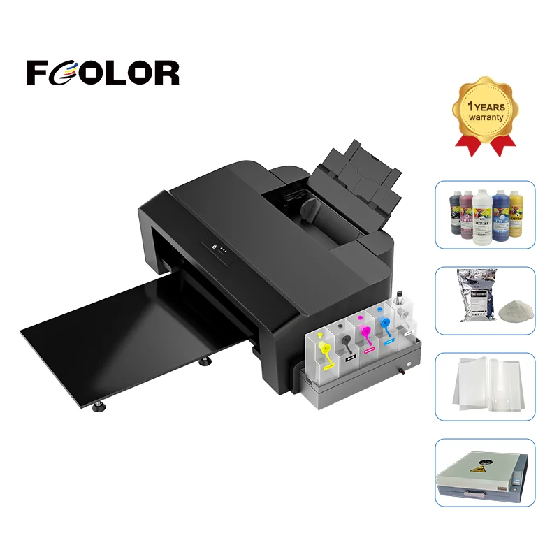 FCOLOR DTF A3  Printing Machine L1800 Pet Film Printer DTF For Garment Hoodies T-shirts