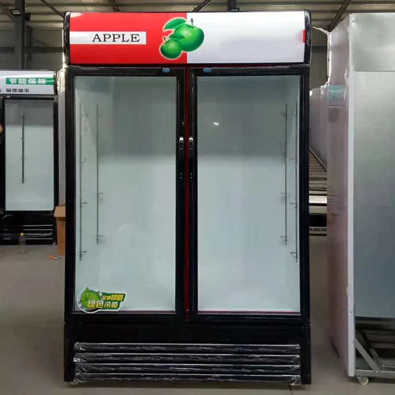 
Aibite commercial supermarket drink chocolate double door open display fridge price 668L 