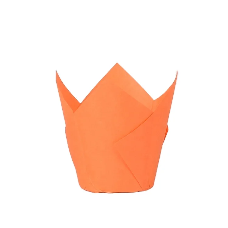 Disposable paper cake cup oil proof muffin cups solid colorful mini tulip cupcake wrappers liners wholesale