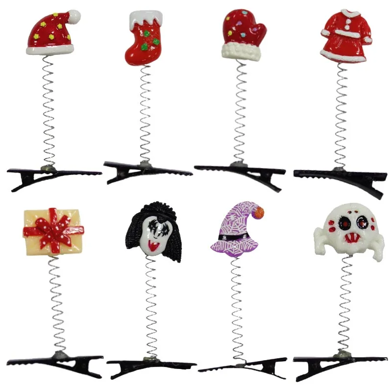 Wholesale Popular Small Christmas Halloween Hair Accessories High Elastic Wizard Hat Santa Claus Hair Clips