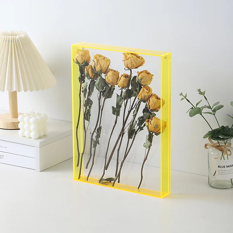 ACRYLIC HOLLOW PHOTO FRAME DRIED PERMANENT FLOWERS SPECIMEN DISPLAY STAND DIY HANDICRAFTS FRAME MEMORIAL ORNAMENTS