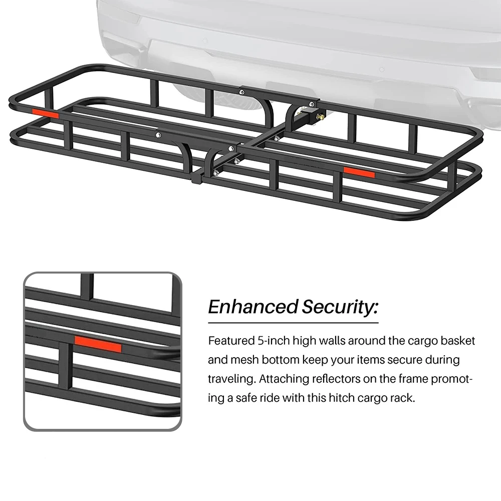 High quality commercial steel towbar car rear luggage buy cargo rack basket on trailer hitch