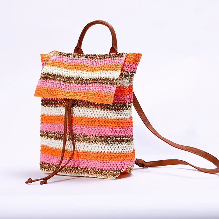 Magnet Hook Hand Made Crochet Bags Stylish Paper Material Crochet Bag Pvc Handle Crochet Bag Tote Handbag
