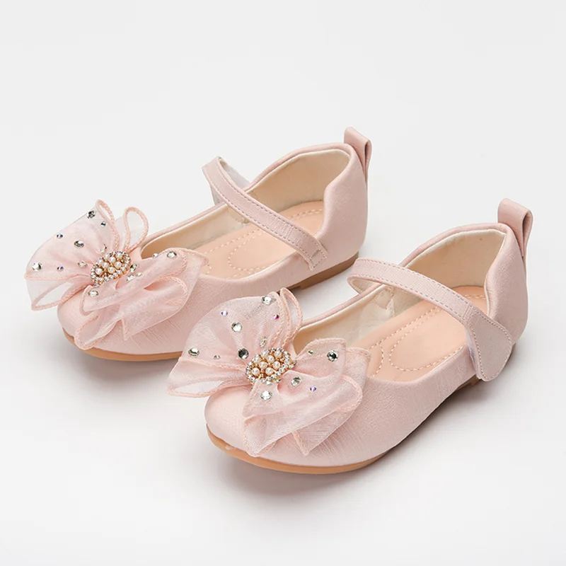 kids Girls Mary Jane Bowtie toddler Ballerina  Flower Wedding Party Dress Pump flat children shoes