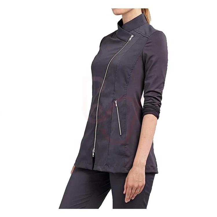 Scrubs Uniforms Casual Woven Medical Uniforms Mandarin Collar Yarn Dyed Long Sleeve Best Quality Wholesale Customize White Black