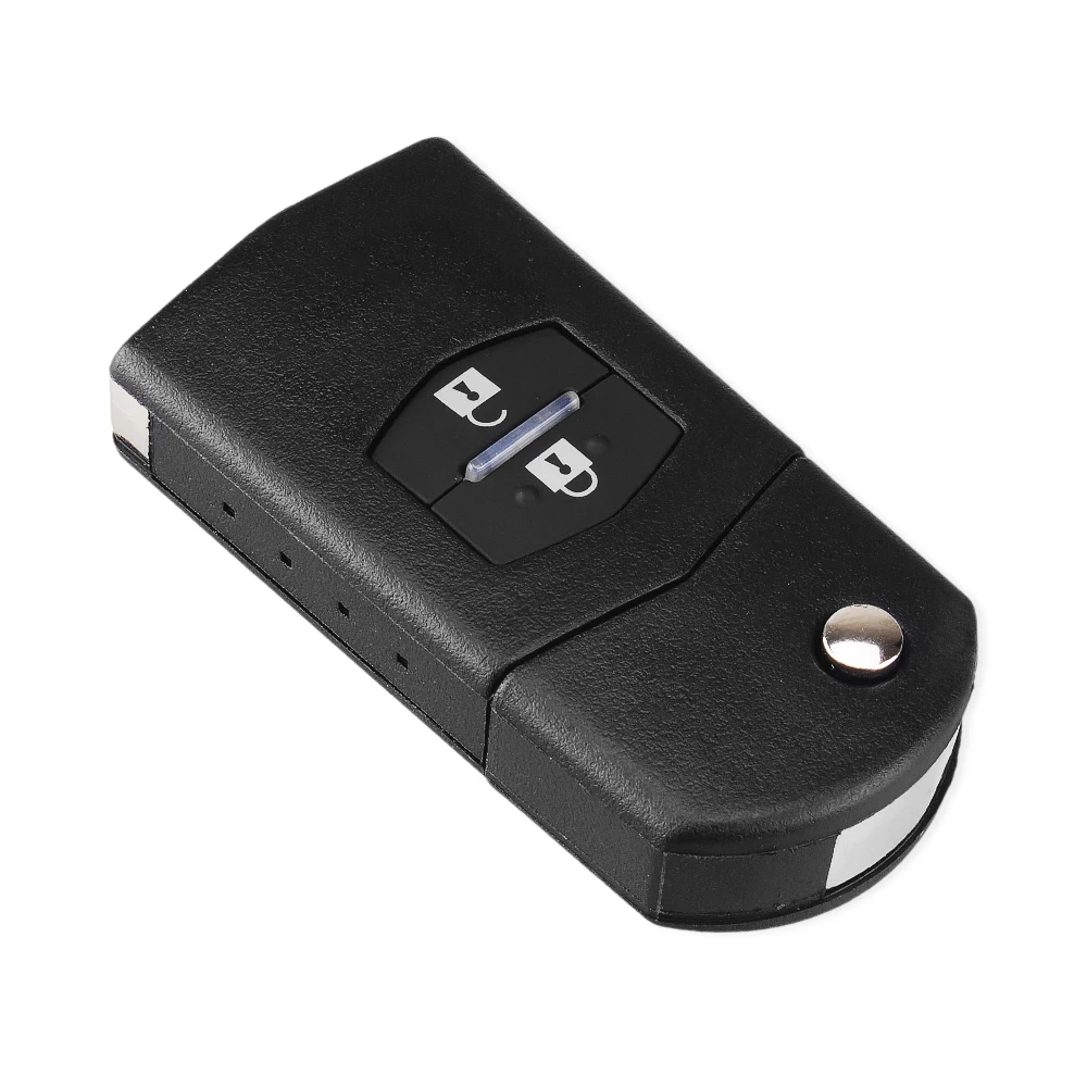 
KEYYOU 2 Button Remote Key Fob Shell Case Folding Flip With Uncut Blade For Mazda 3 5 6 