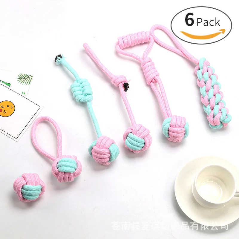 Pure Handmade Pet Cotton Rope Toy Set Dog Toys Braid Rope Toy